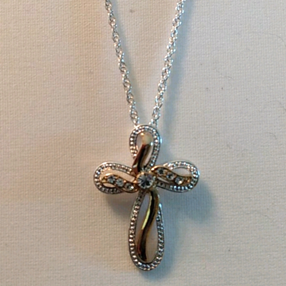 Two-Tone Cross Necklace